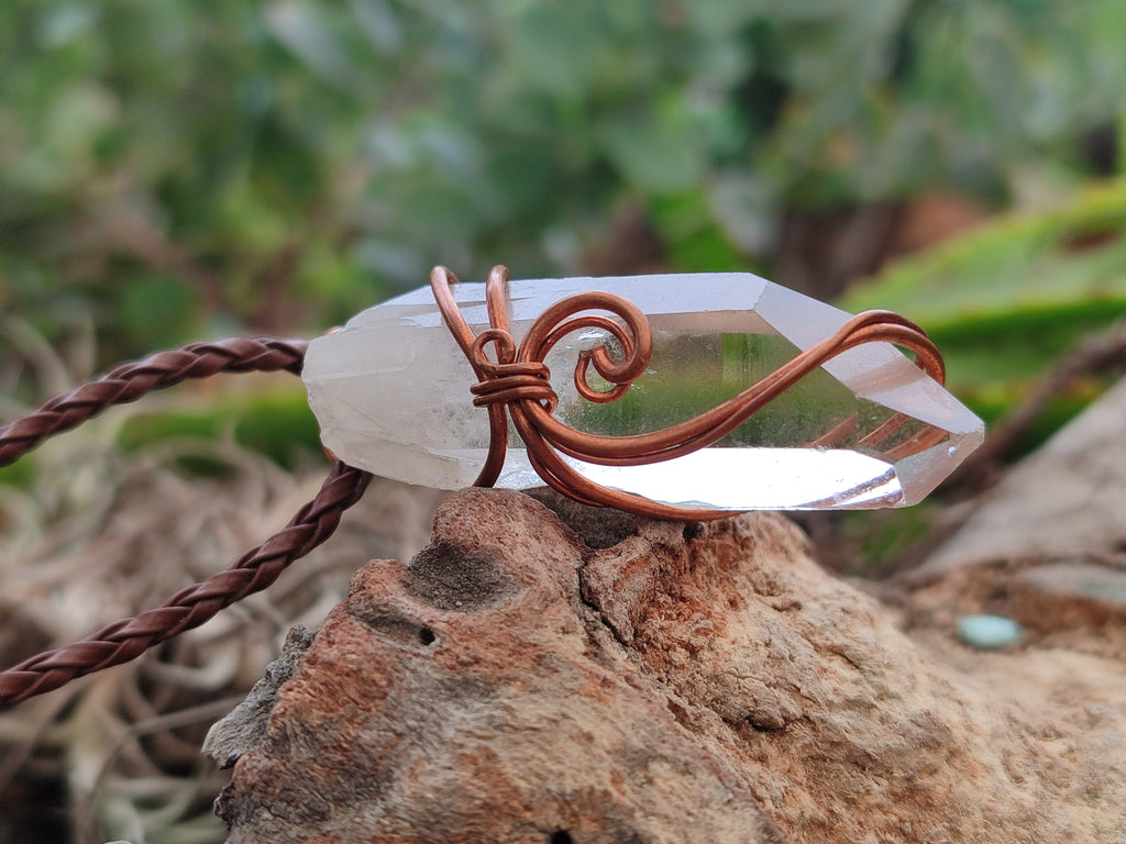 Hand Made Copper Wire Wrapped Pendants x 6 From Southern Africa - Toprock Gemstones and Minerals 