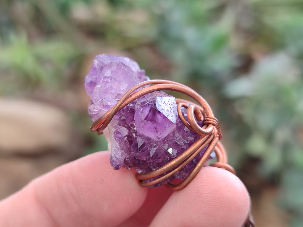 Hand Made Copper Wire Wrapped Pendants x 6 From Southern Africa - Toprock Gemstones and Minerals 