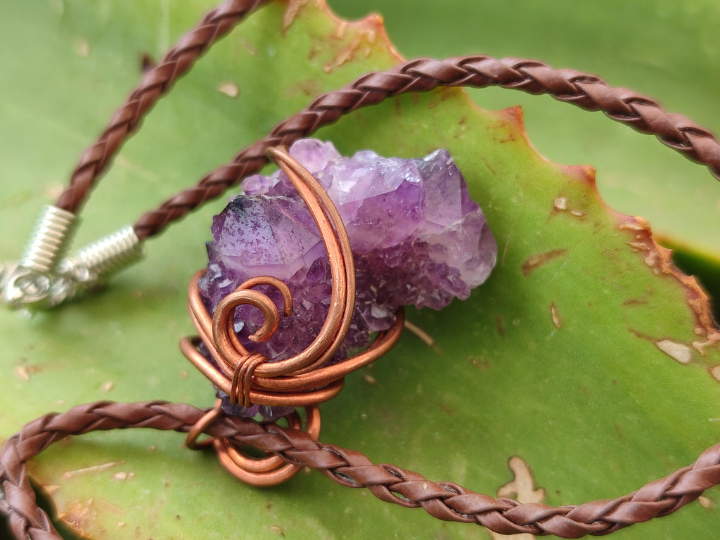 Hand Made Copper Wire Wrapped Pendants x 6 From Southern Africa - Toprock Gemstones and Minerals 