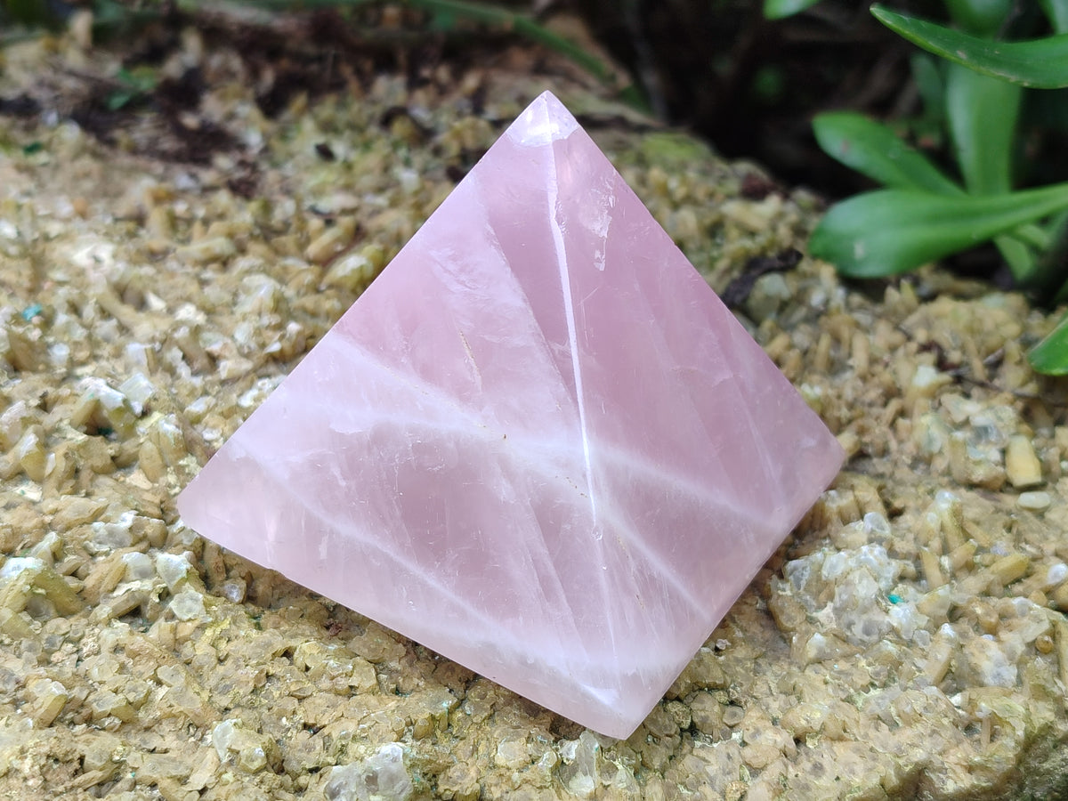 Polished Rose Quartz Pyramids x 4 From Ambatondrazaka, Madagascar - Toprock Gemstones and Minerals 