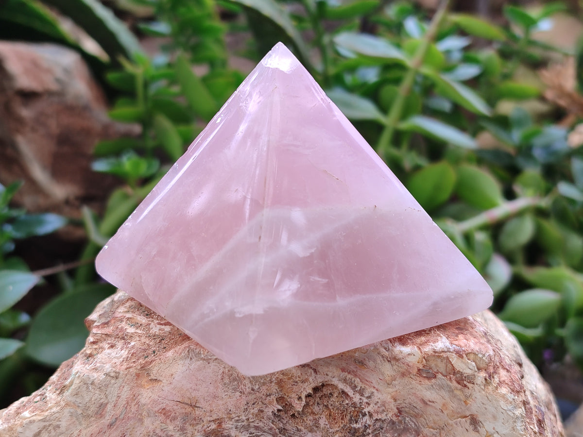 Polished Rose Quartz Pyramids x 4 From Ambatondrazaka, Madagascar - Toprock Gemstones and Minerals 