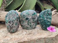Polished Emerald Mica In Matrix Standing Free Forms x 3 From Mutoko, Zimbabwe - Toprock Gemstones and Minerals 