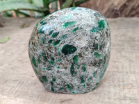 Polished Emerald Mica In Matrix Standing Free Forms x 3 From Mutoko, Zimbabwe - Toprock Gemstones and Minerals 