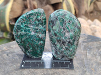 Polished Emerald Mica In Matrix Standing Free Forms x 3 From Mutoko, Zimbabwe - Toprock Gemstones and Minerals 