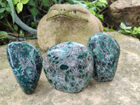 Polished Emerald Mica In Matrix Standing Free Forms x 3 From Mutoko, Zimbabwe - Toprock Gemstones and Minerals 