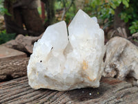 Natural White Candle Quartz Crystal Clusters x 3 From Madagascar
