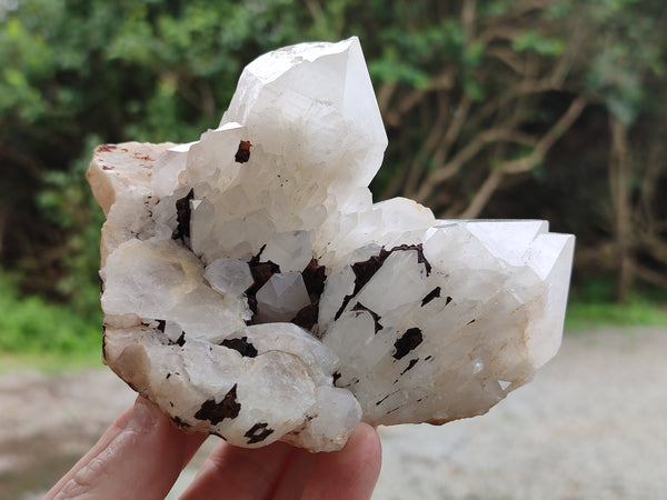 Natural White Candle Quartz Crystal Clusters x 3 From Madagascar