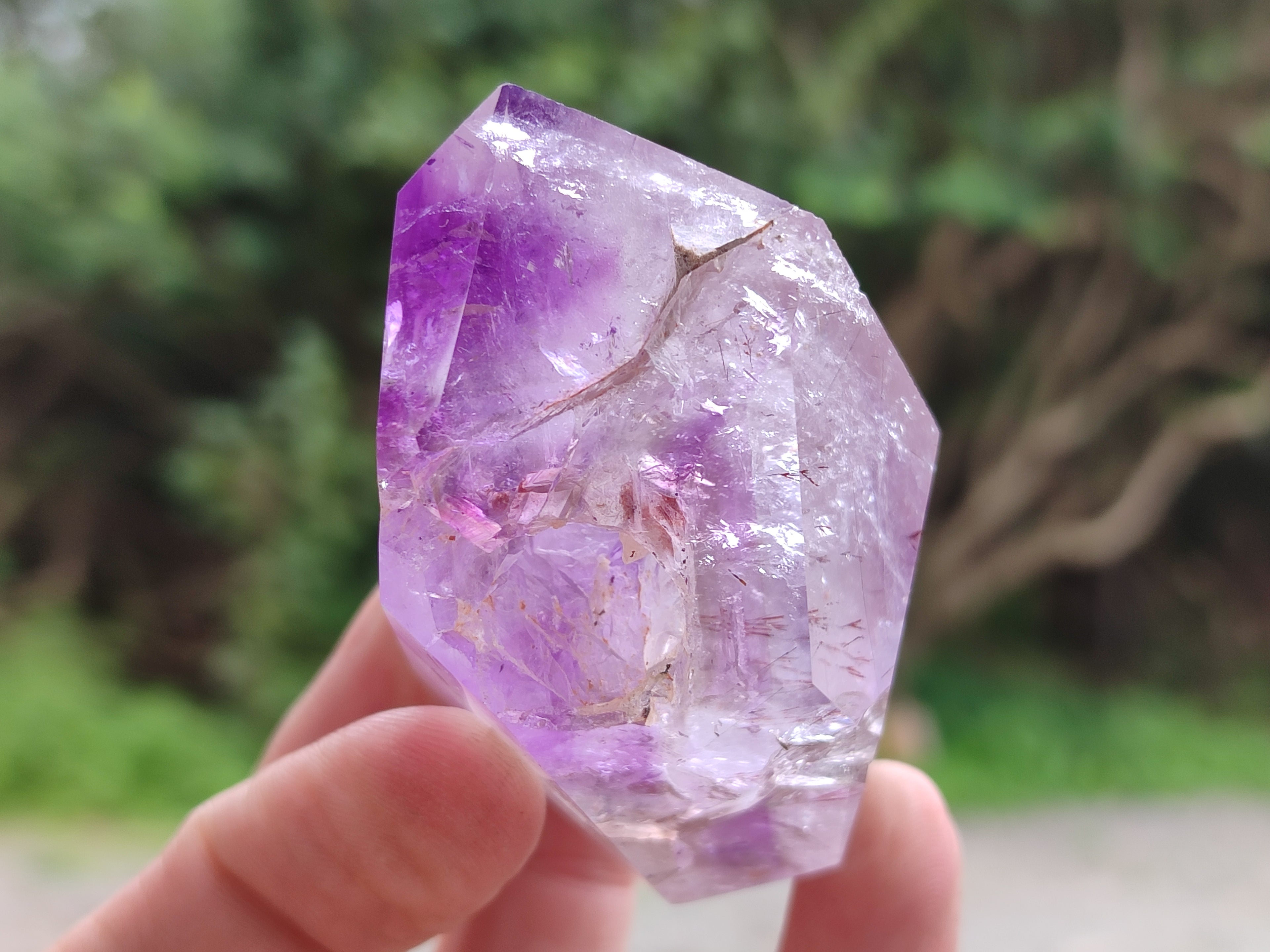 Polished Window Amethyst Quartz Points x 6 From Akansobe, Madagascar - Toprock Gemstones and Minerals 
