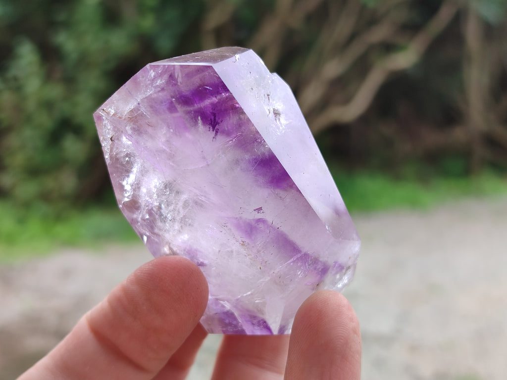 Polished Window Amethyst Quartz Points x 6 From Akansobe, Madagascar - Toprock Gemstones and Minerals 