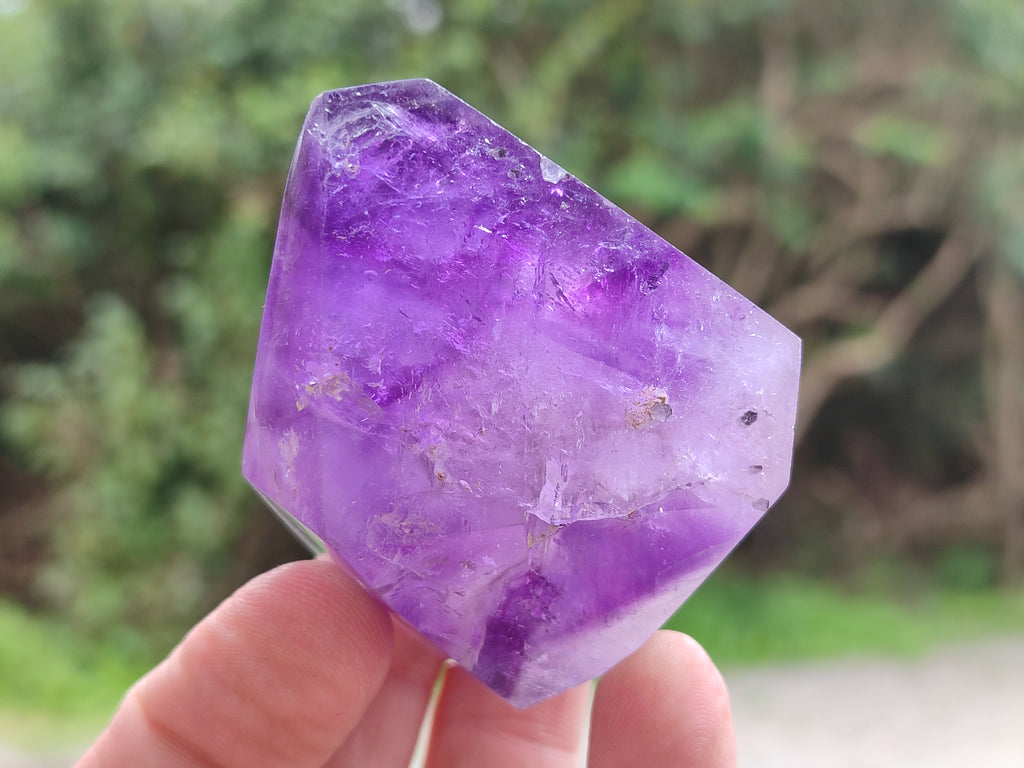 Polished Window Amethyst Quartz Points x 6 From Akansobe, Madagascar - Toprock Gemstones and Minerals 