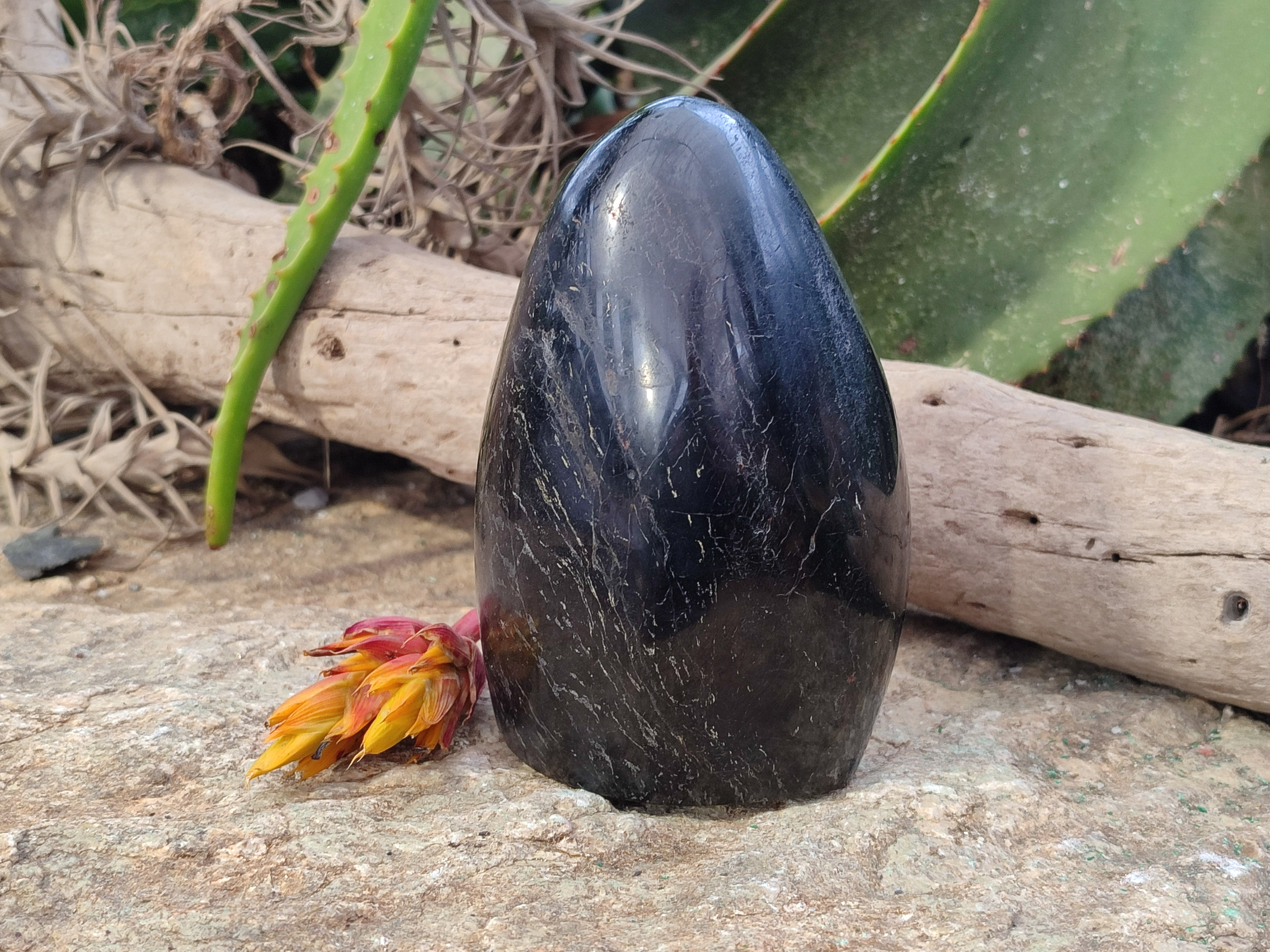 Polished Black Basalt Standing Free Form x 1 From Antsirabe, Madagascar - Toprock Gemstones and Minerals 