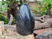 Polished Black Basalt Standing Free Form x 1 From Antsirabe, Madagascar