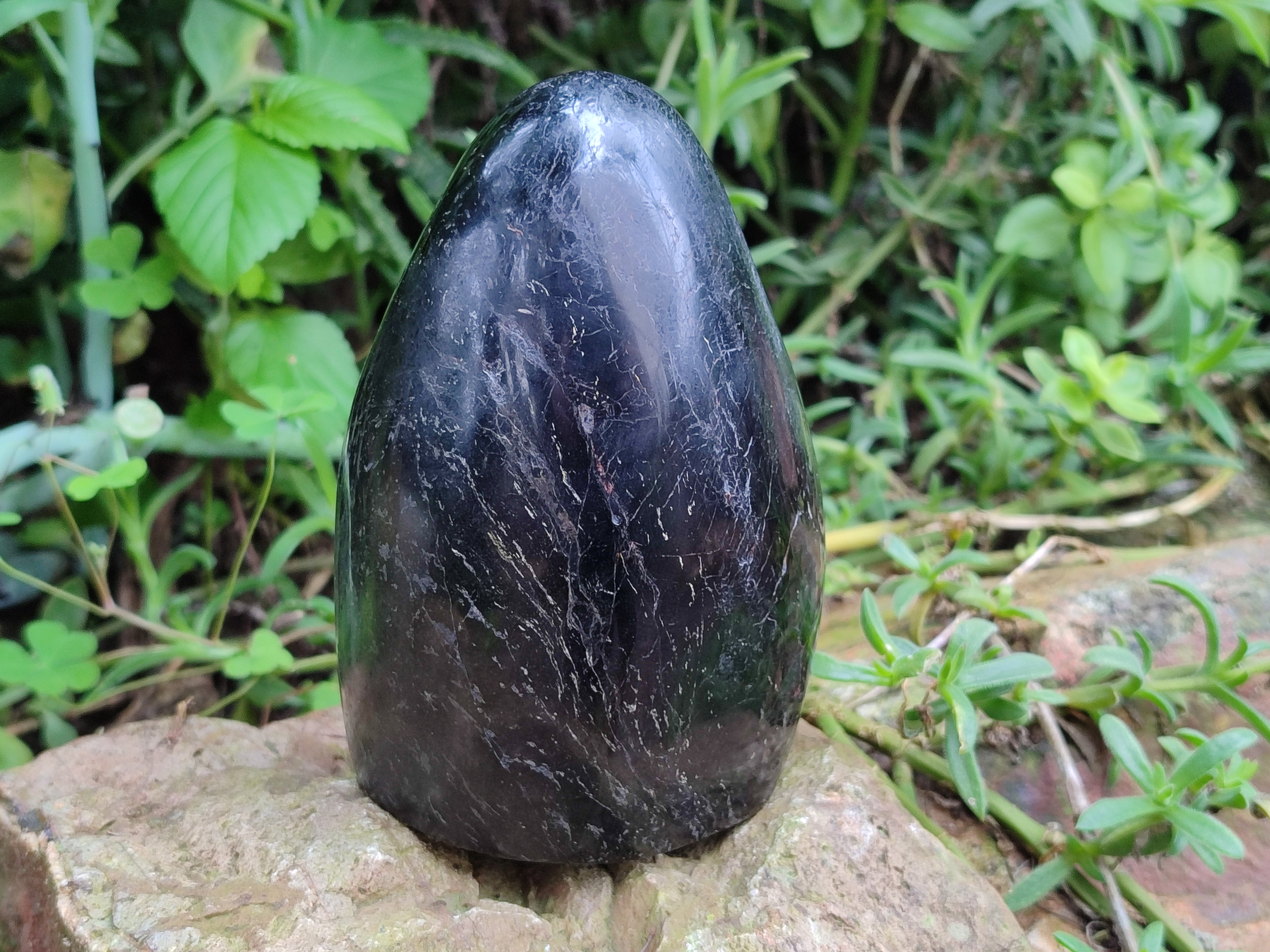 Polished Black Basalt Standing Free Form x 1 From Antsirabe, Madagascar - Toprock Gemstones and Minerals 