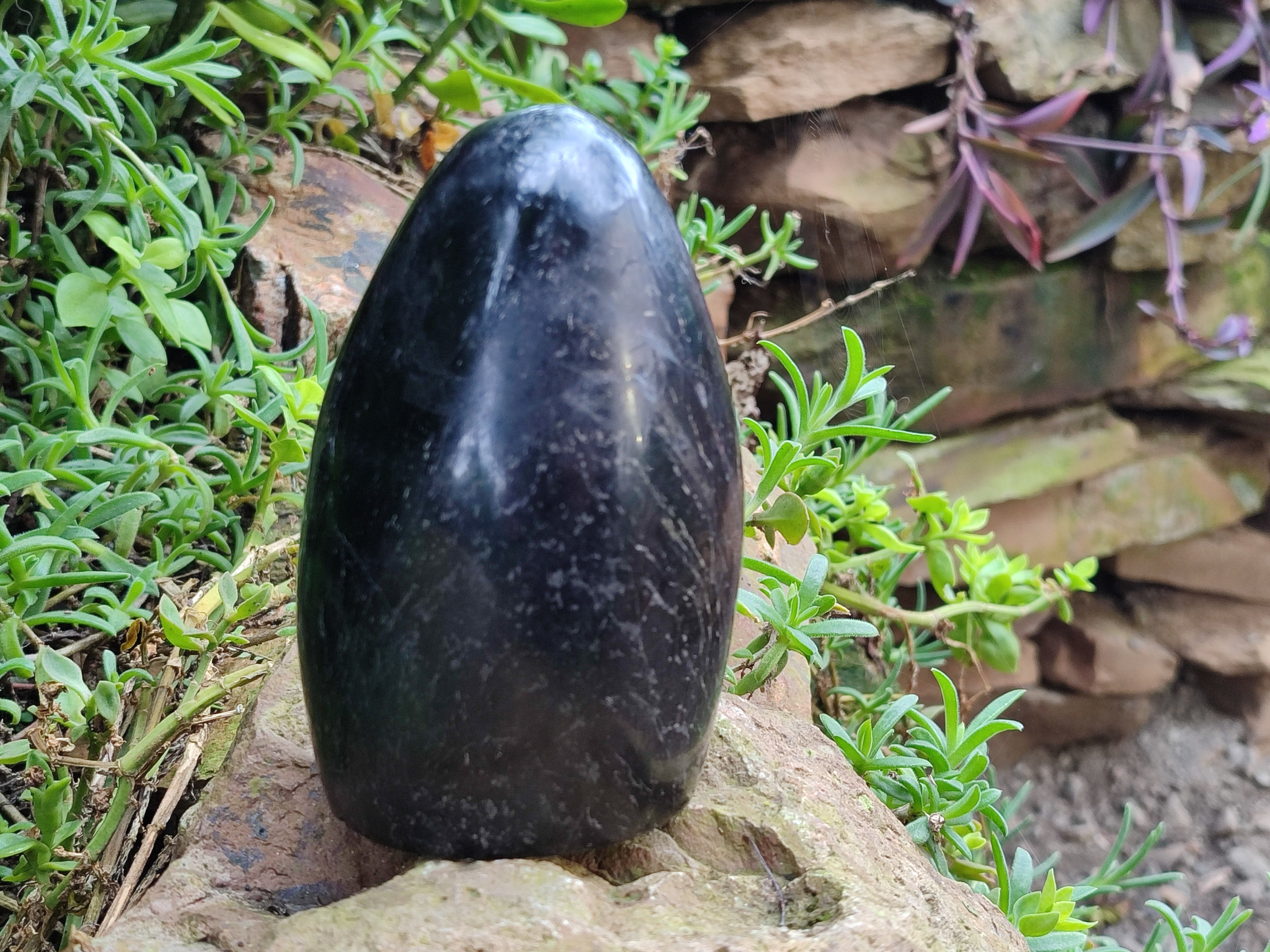 Polished Black Basalt Standing Free Form x 1 From Antsirabe, Madagascar - Toprock Gemstones and Minerals 