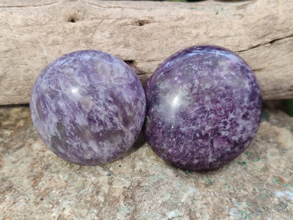Polished Lepidolite with Pink Rubellite Tourmaline Palm Stones x 24 From Ambatondrazaka, Madagascar - Toprock Gemstones and Minerals 