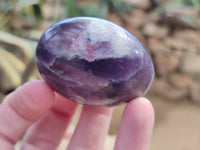 Polished Lepidolite with Pink Rubellite Tourmaline Palm Stones x 24 From Ambatondrazaka, Madagascar