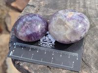 Polished Lepidolite with Pink Rubellite Tourmaline Palm Stones x 24 From Ambatondrazaka, Madagascar