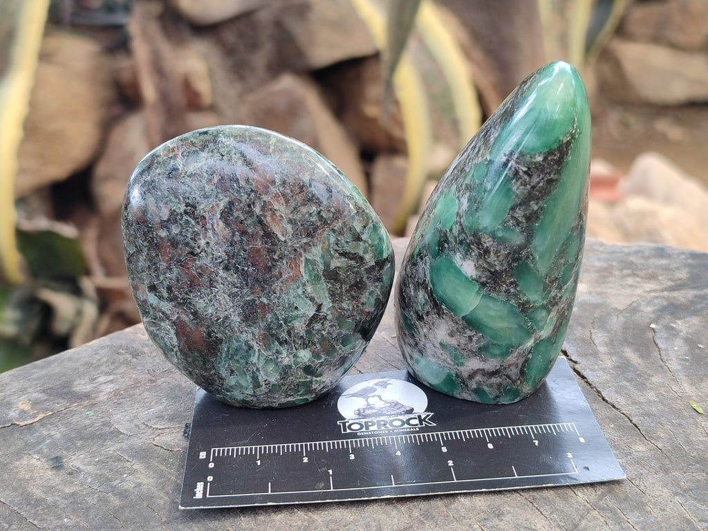 Polished Emerald Mica In Matrix Standing Free Forms x 6 From Mutoko, Zimbabwe - Toprock Gemstones and Minerals 