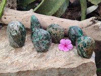 Polished Emerald Mica In Matrix Standing Free Forms x 6 From Mutoko, Zimbabwe - Toprock Gemstones and Minerals 