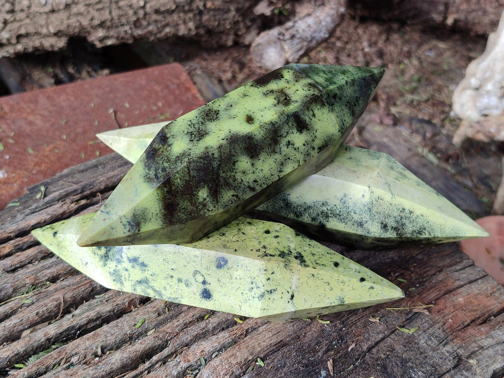 Polished Leopard Stone Double Terminated Points x 4 From Nyanga, Zimbabwe - Toprock Gemstones and Minerals 