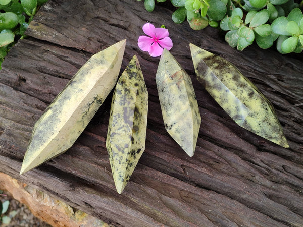 Polished Leopard Stone Double Terminated Points x 4 From Nyanga, Zimbabwe