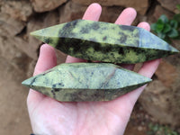 Polished Leopard Stone Double Terminated Points x 4 From Nyanga, Zimbabwe