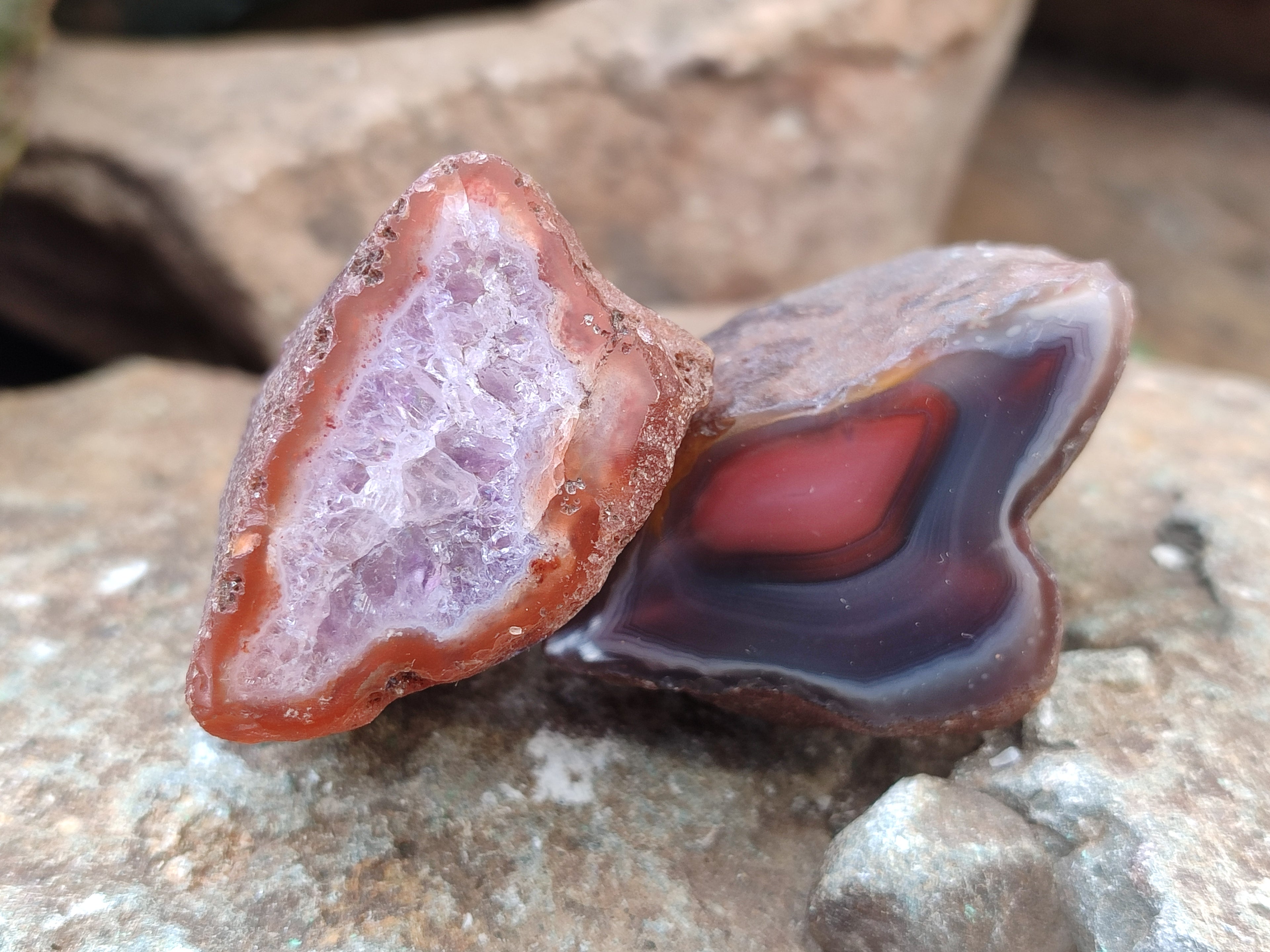 Polished On One Side Red Sashe River Agate Nodules x 24 From Zimbabwe - Toprock Gemstones and Minerals 