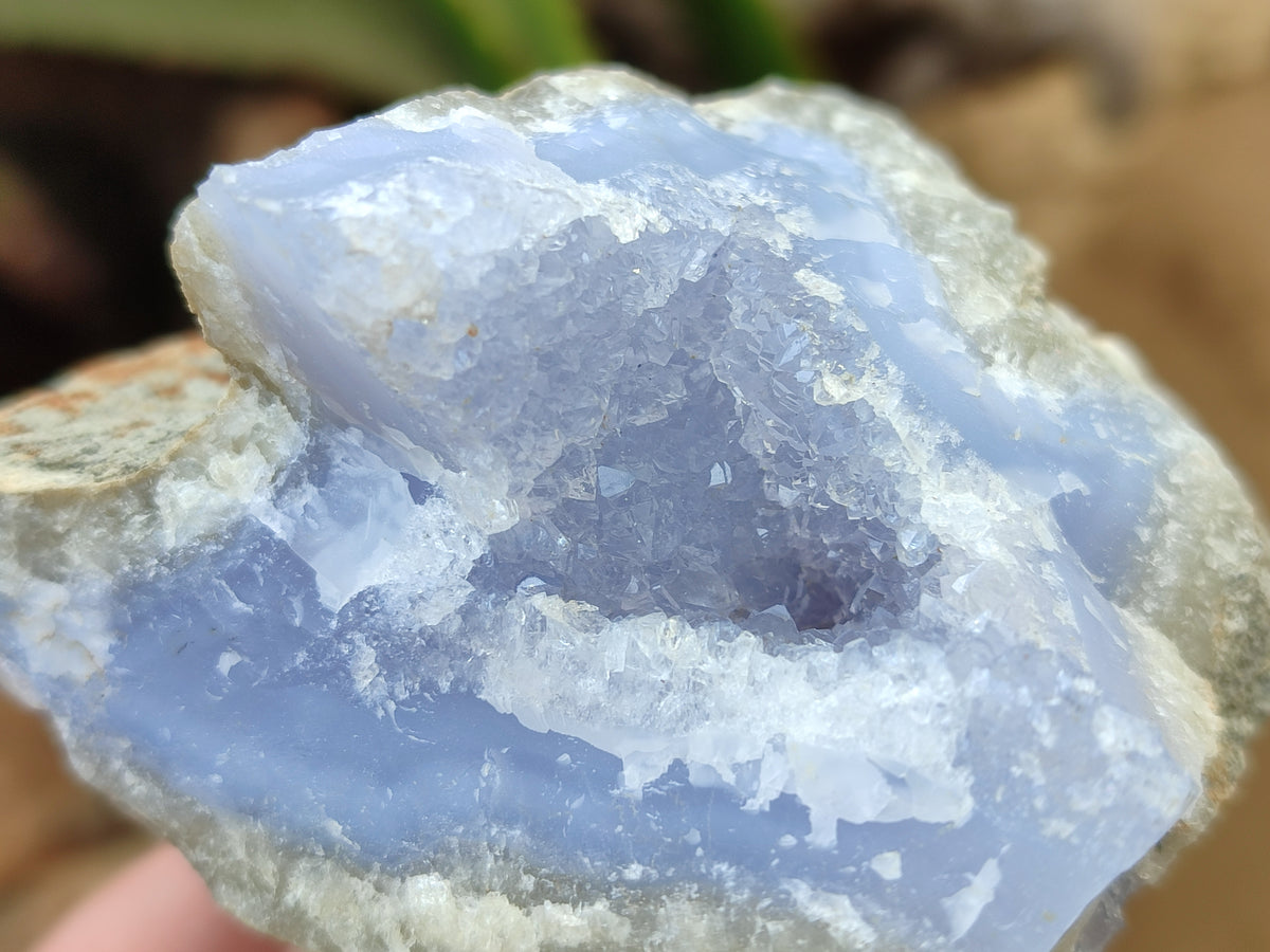 Natural Blue Lace Agate Geode Specimens x 6 From Nsanje, Malawi - Toprock Gemstones and Minerals 