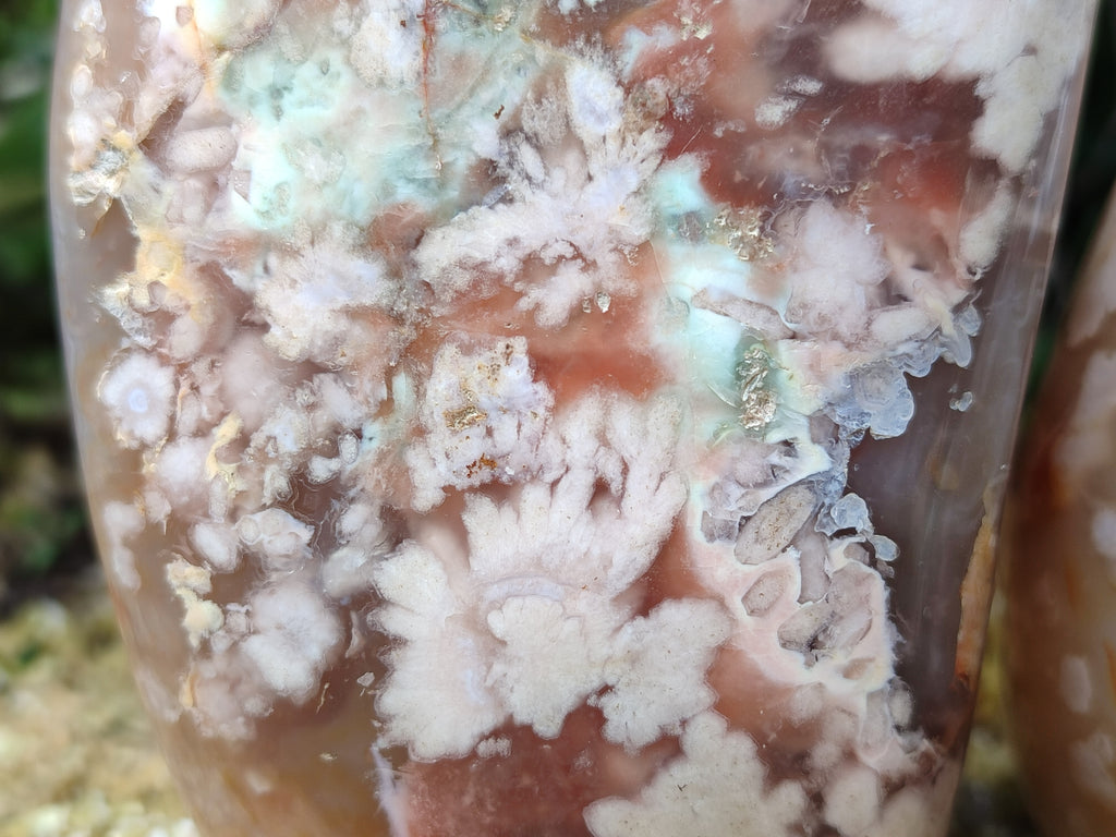 Polished Fossil Flower Agate Standing Free Forms x 3 From Antsahalova, Madagascar - Toprock Gemstones and Minerals 