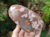 Polished Fossil Flower Agate Standing Free Forms x 3 From Antsahalova, Madagascar
