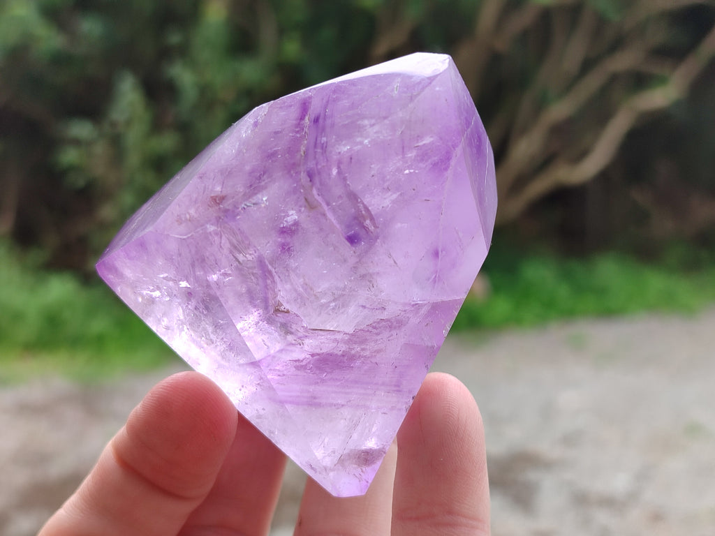 Polished Window Amethyst Quartz Points x 3 From Akansobe, Madagascar - Toprock Gemstones and Minerals 