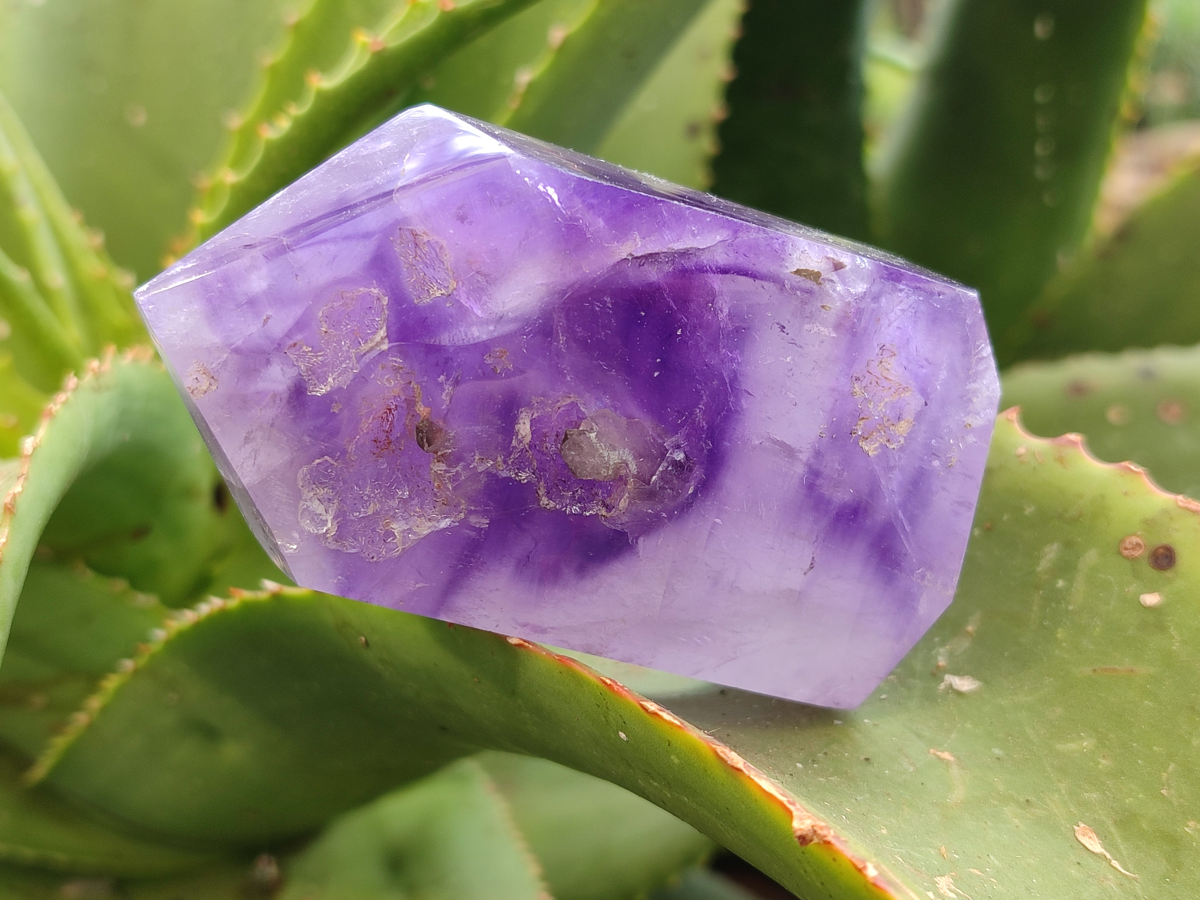 Polished Window Amethyst Quartz Points x 3 From Akansobe, Madagascar - Toprock Gemstones and Minerals 