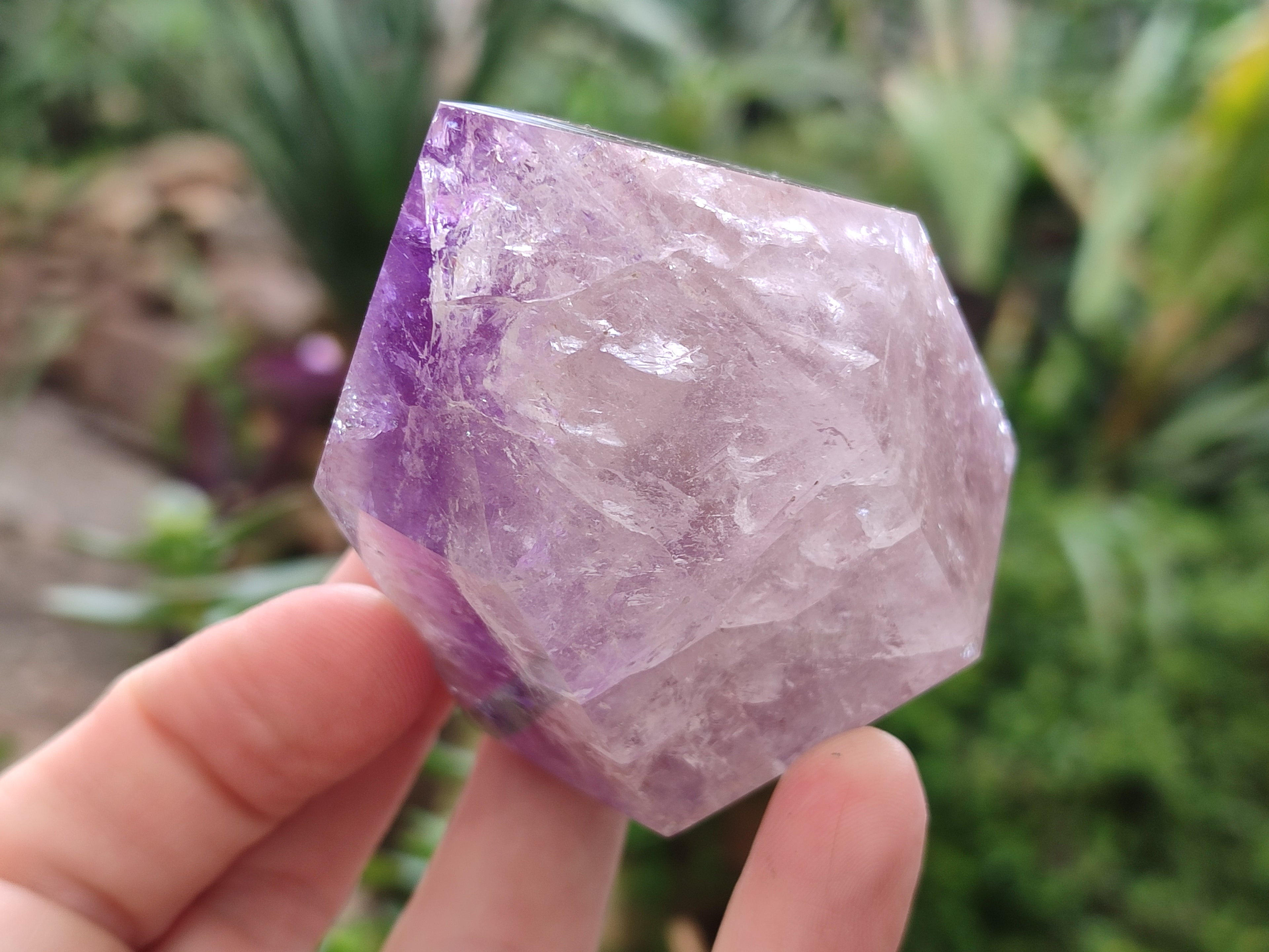 Polished Window Amethyst Quartz Points x 3 From Akansobe, Madagascar - Toprock Gemstones and Minerals 