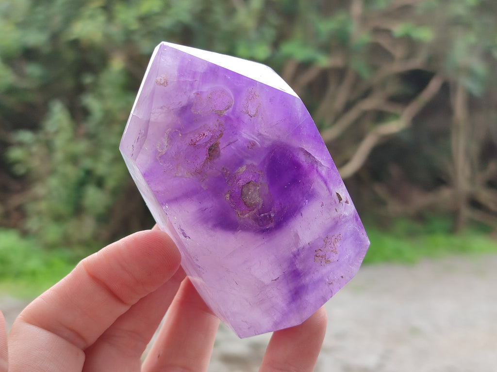 Polished Window Amethyst Quartz Points x 3 From Akansobe, Madagascar - Toprock Gemstones and Minerals 