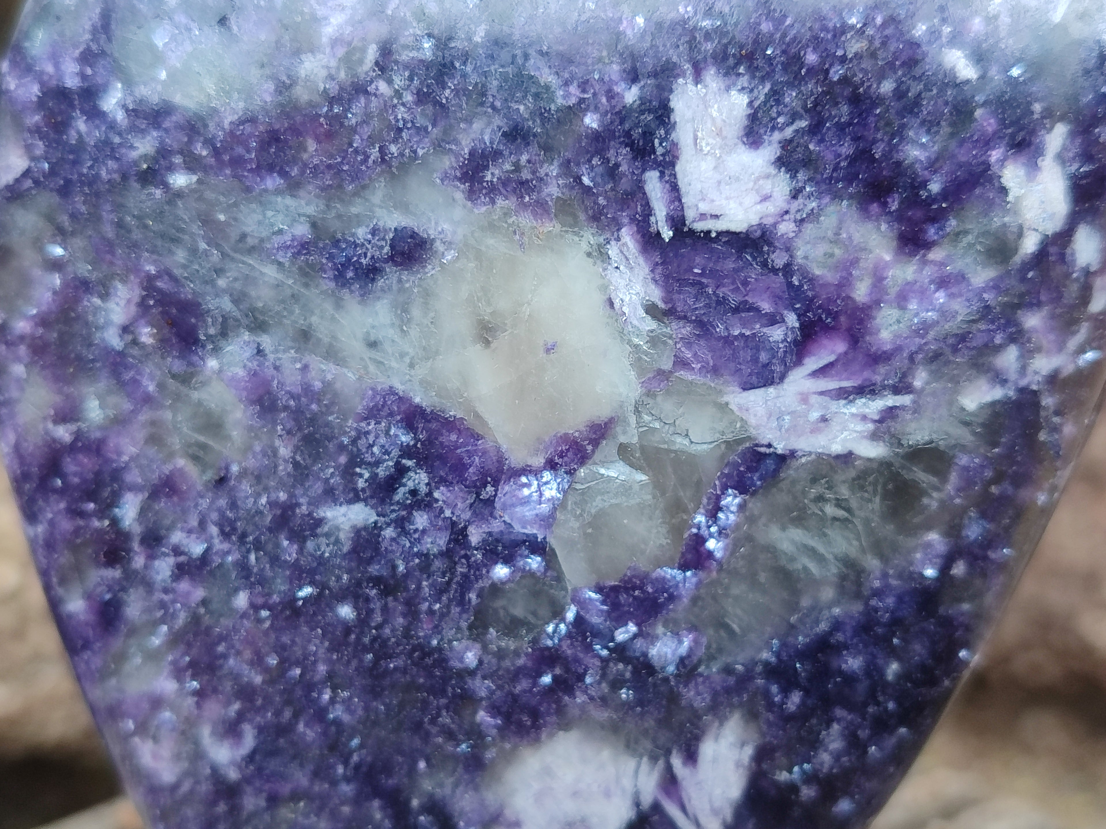 Polished Silver Leaf Lepidolite Standing Free Forms x 2 From Zimbabwe - Toprock Gemstones and Minerals 