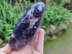 Polished Silver Leaf Lepidolite Standing Free Forms x 2 From Zimbabwe - Toprock Gemstones and Minerals 