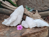 Natural Cascading White Candle Quartz Clusters x 2 From Madagascar