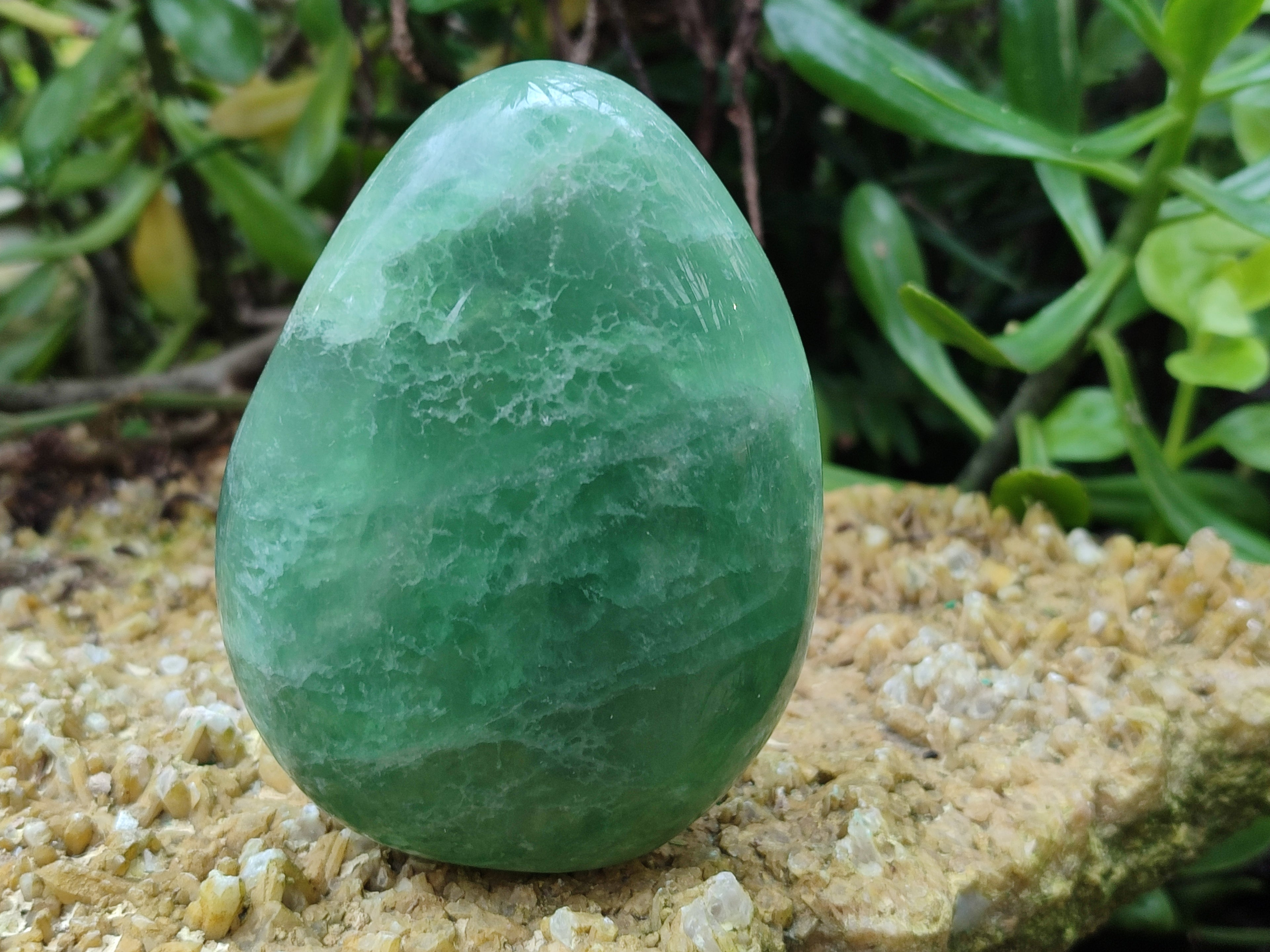 Polished Fluorescent Green Fluorite Standing Free Forms x 4 From Madagascar - Toprock Gemstones and Minerals 