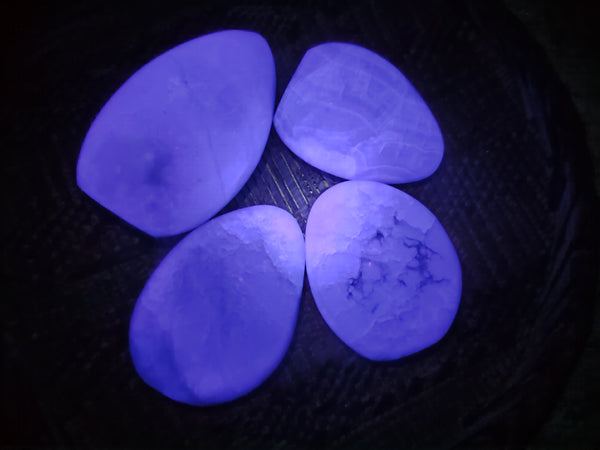 Polished Fluorescent Green Fluorite Standing Free Forms x 4 From Madagascar