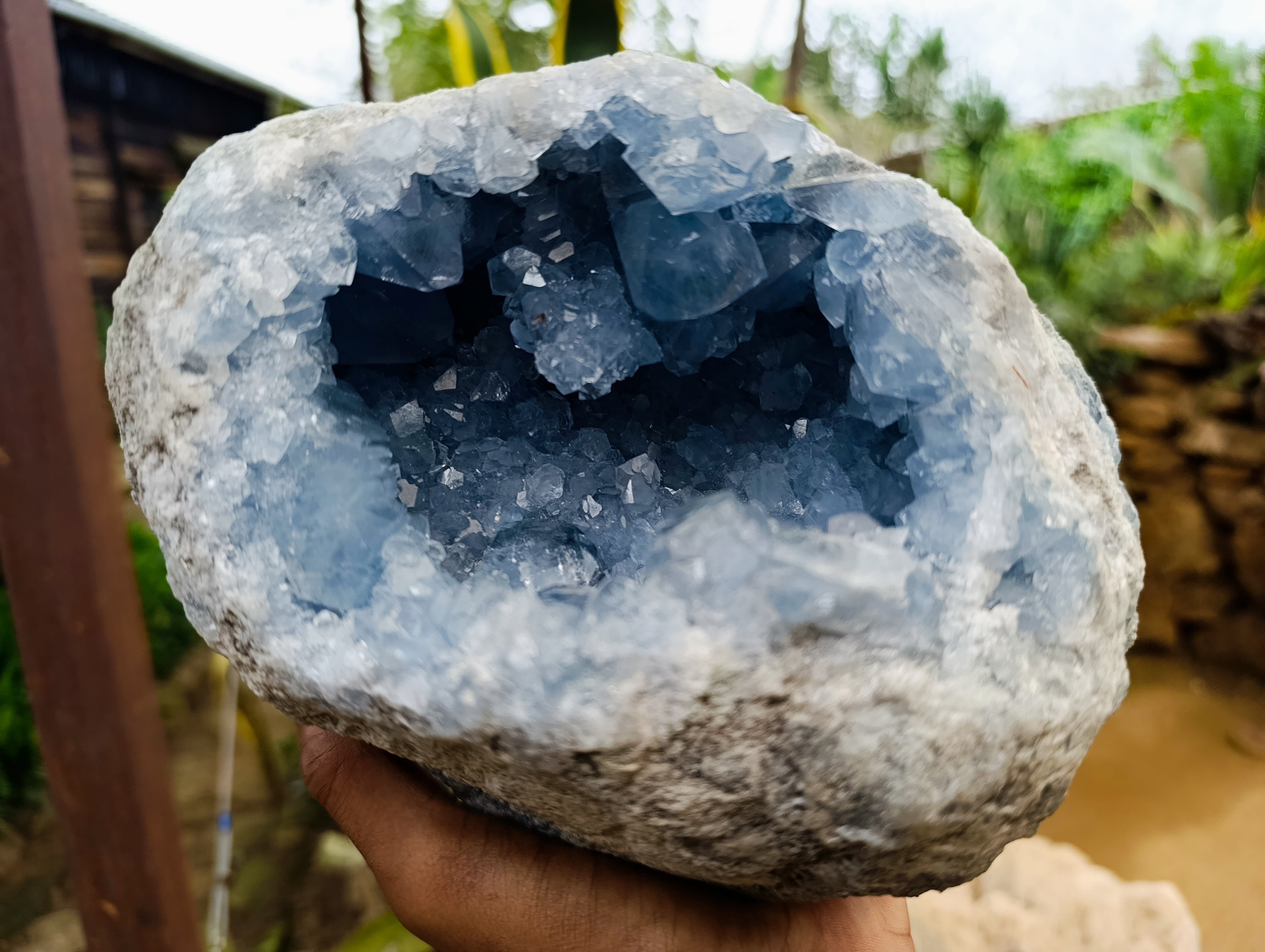 Natural Celestite Geode Specimen x 1 From Sakoany, Madagascar - Toprock Gemstones and Minerals 