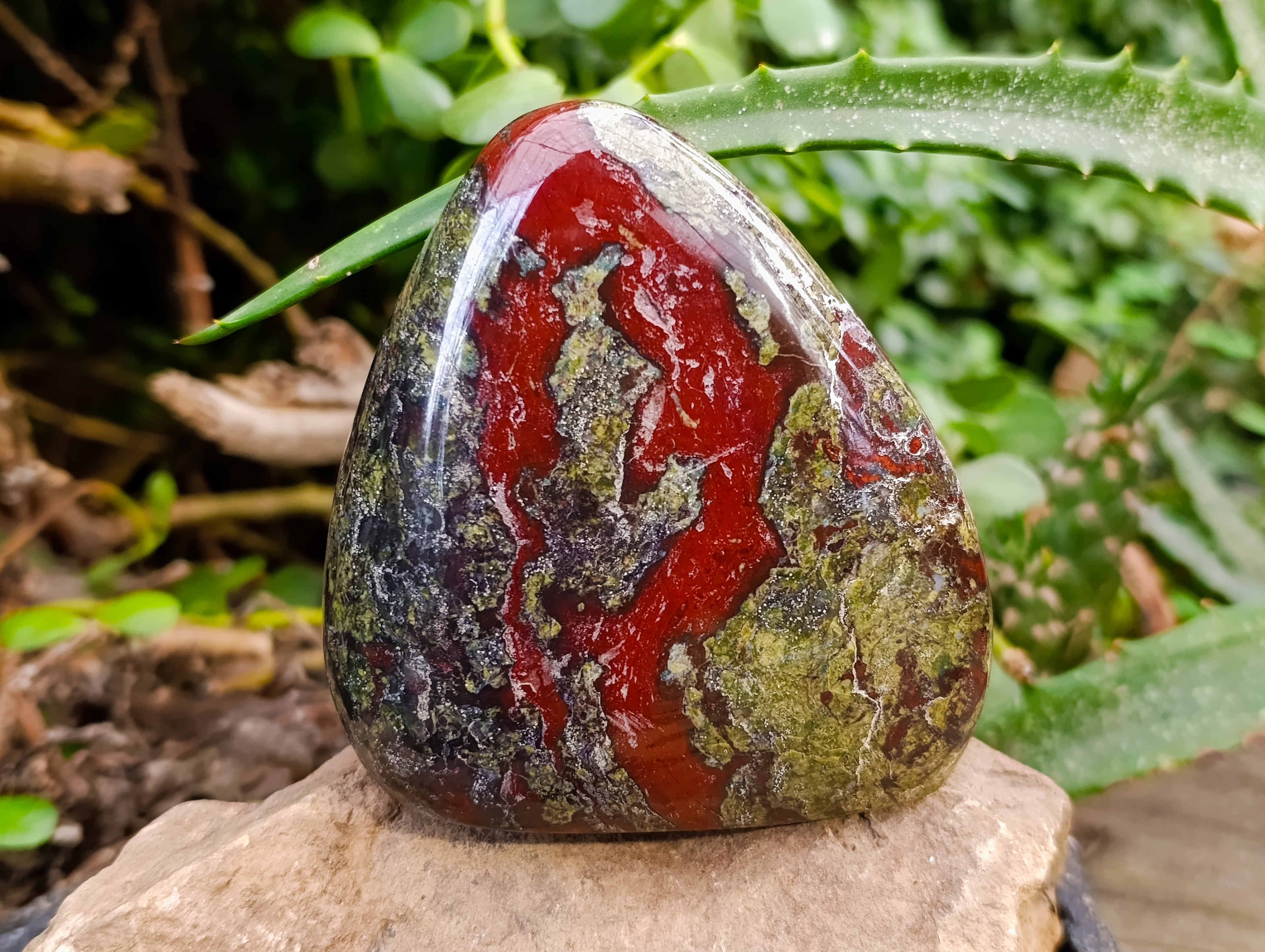 Polished Bastite Dragons Blood Stone Standing Free Forms x 3 From Tshipise, South Africa - Toprock Gemstones and Minerals 