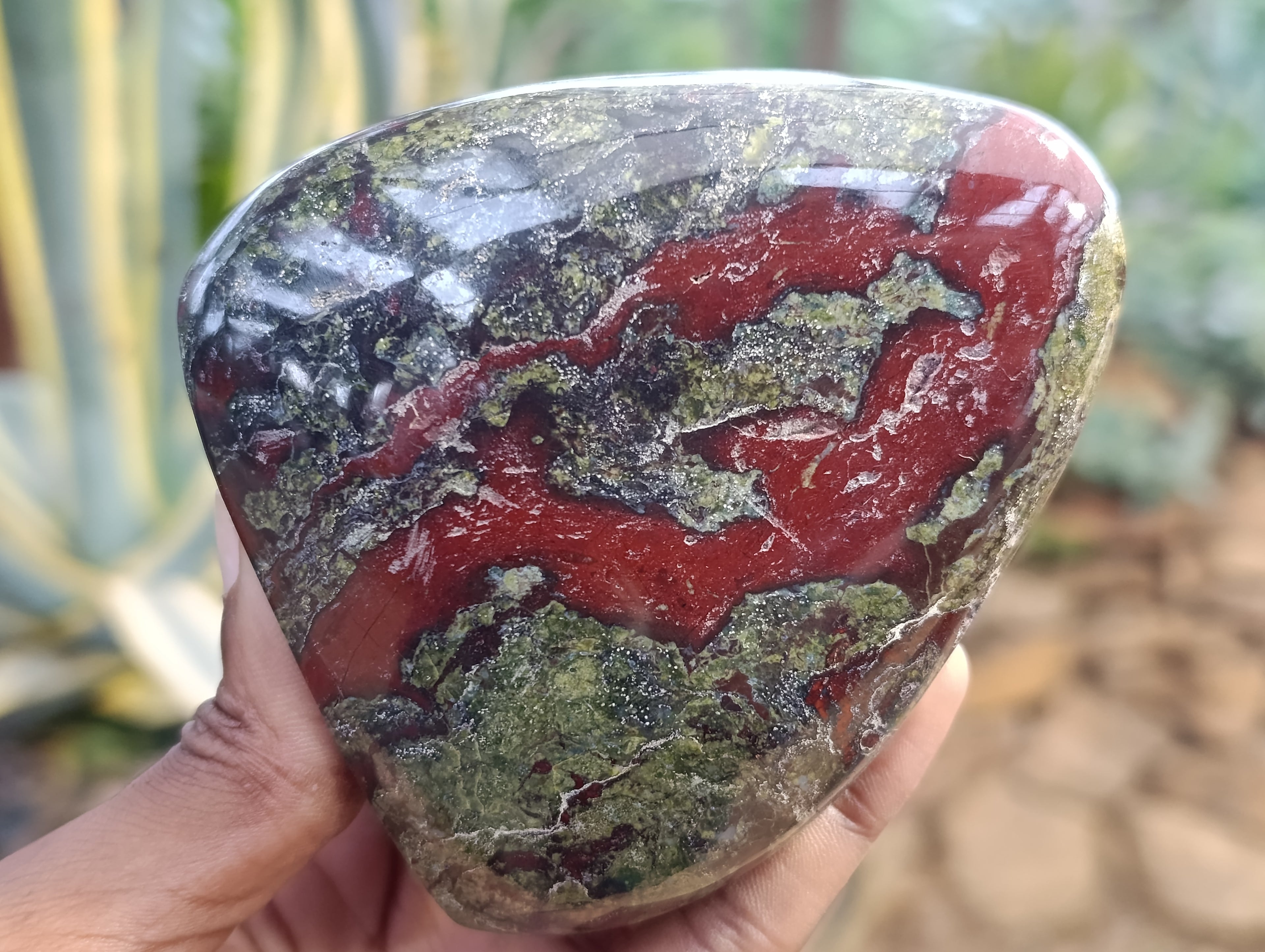 Polished Bastite Dragons Blood Stone Standing Free Forms x 3 From Tshipise, South Africa - Toprock Gemstones and Minerals 