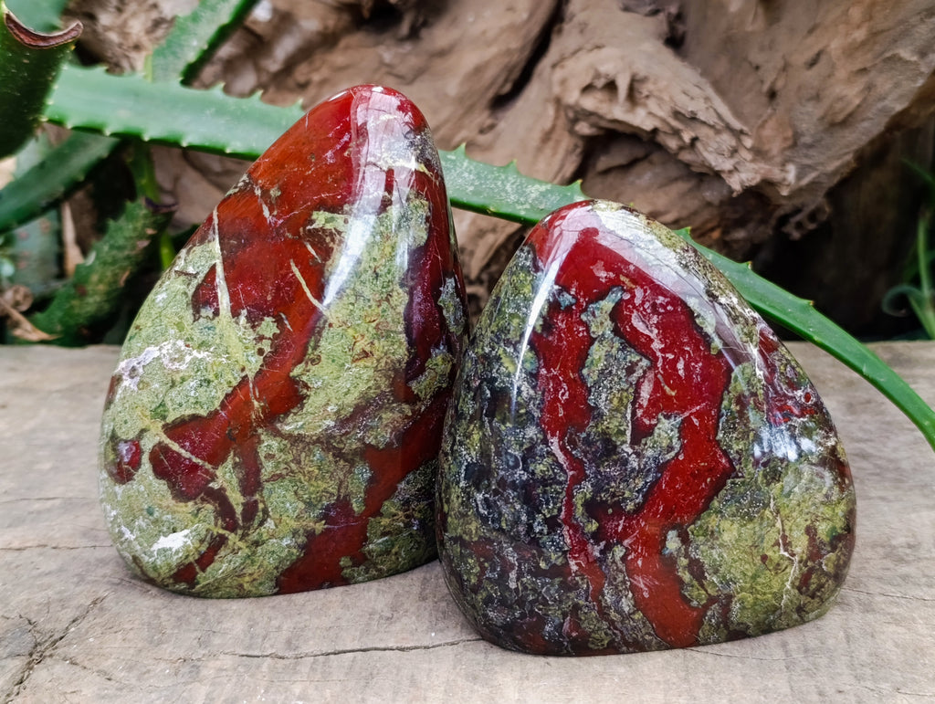 Polished Bastite Dragons Blood Stone Standing Free Forms x 3 From Tshipise, South Africa - Toprock Gemstones and Minerals 