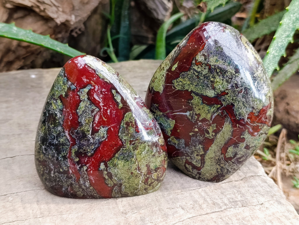 Polished Bastite Dragons Blood Stone Standing Free Forms x 3 From Tshipise, South Africa - Toprock Gemstones and Minerals 