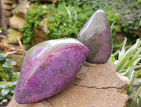 Polished Stichtite Standing Free Forms x 2 From Barberton, South Africa