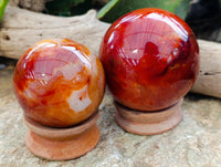 Polished Carnelian Spheres x 2 From Madagascar