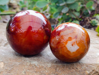Polished Carnelian Spheres x 2 From Madagascar