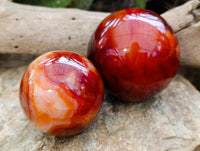 Polished Carnelian Spheres x 2 From Madagascar
