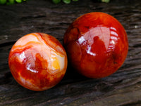 Polished Carnelian Spheres x 2 From Madagascar