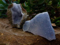 Natural Blue Lace Agate Geode Specimens x 6 From Nsanje, Malawi